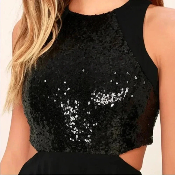 Lulus black chiffon sequin maxi dress - Picture 4 of 13